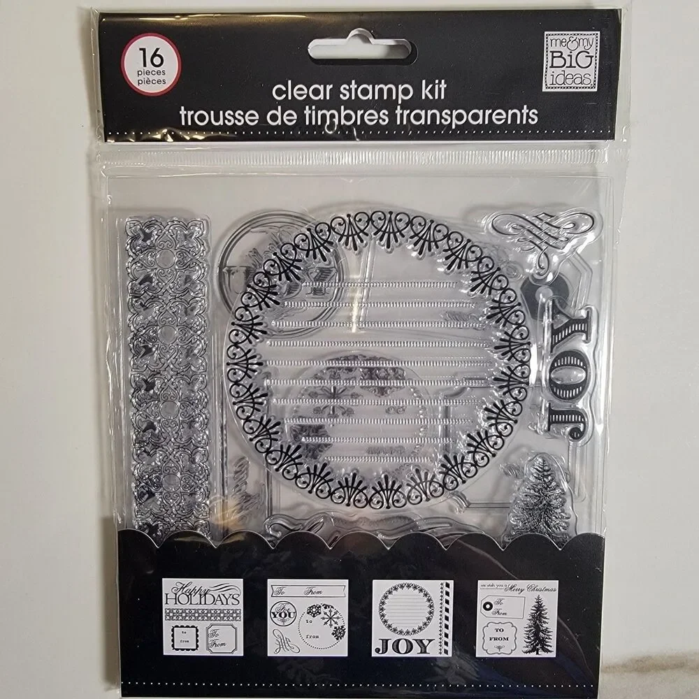 Me & My Big Ideas Holiday Clear Cling Stamps Kit Set of 16 Stamps NEW
